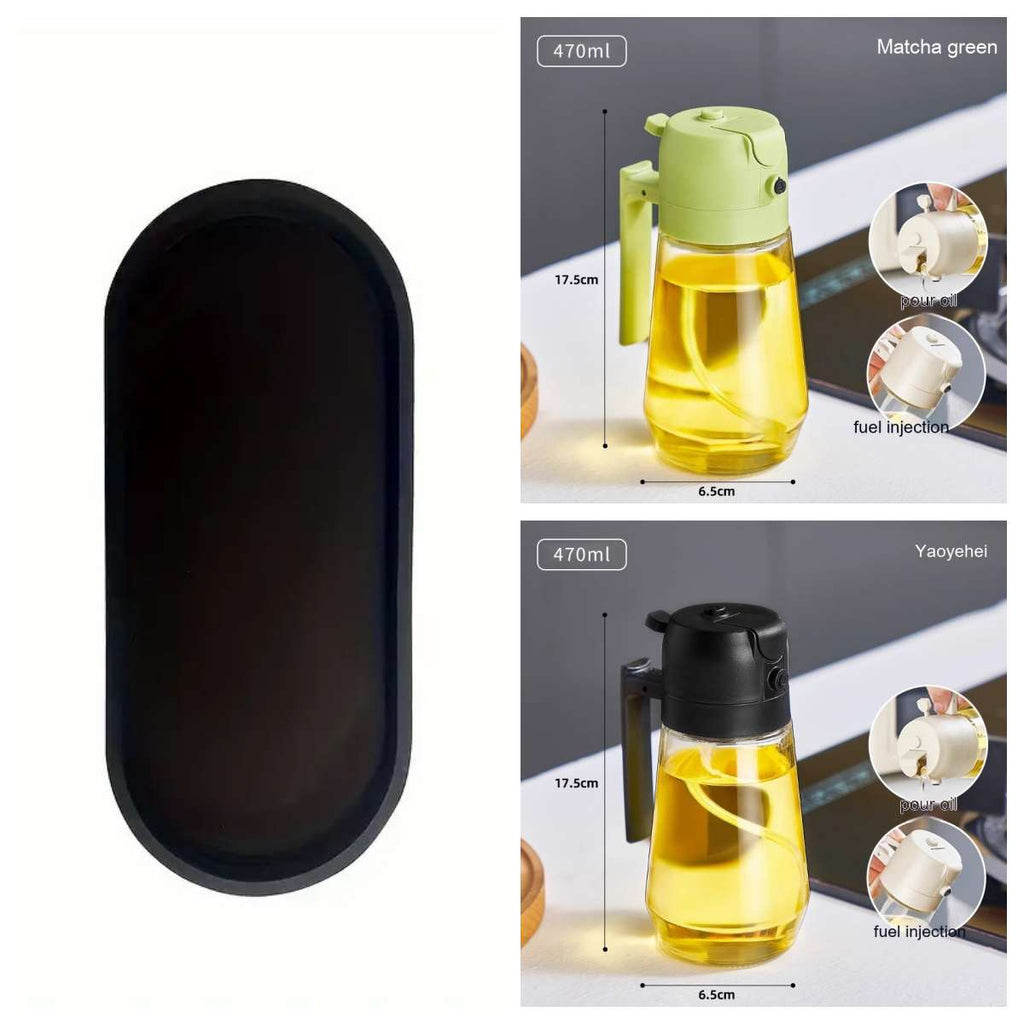 470ML Glass Olive Oil Sprayer & Dispenser – 2-in-1 Spray & Pour Bottle