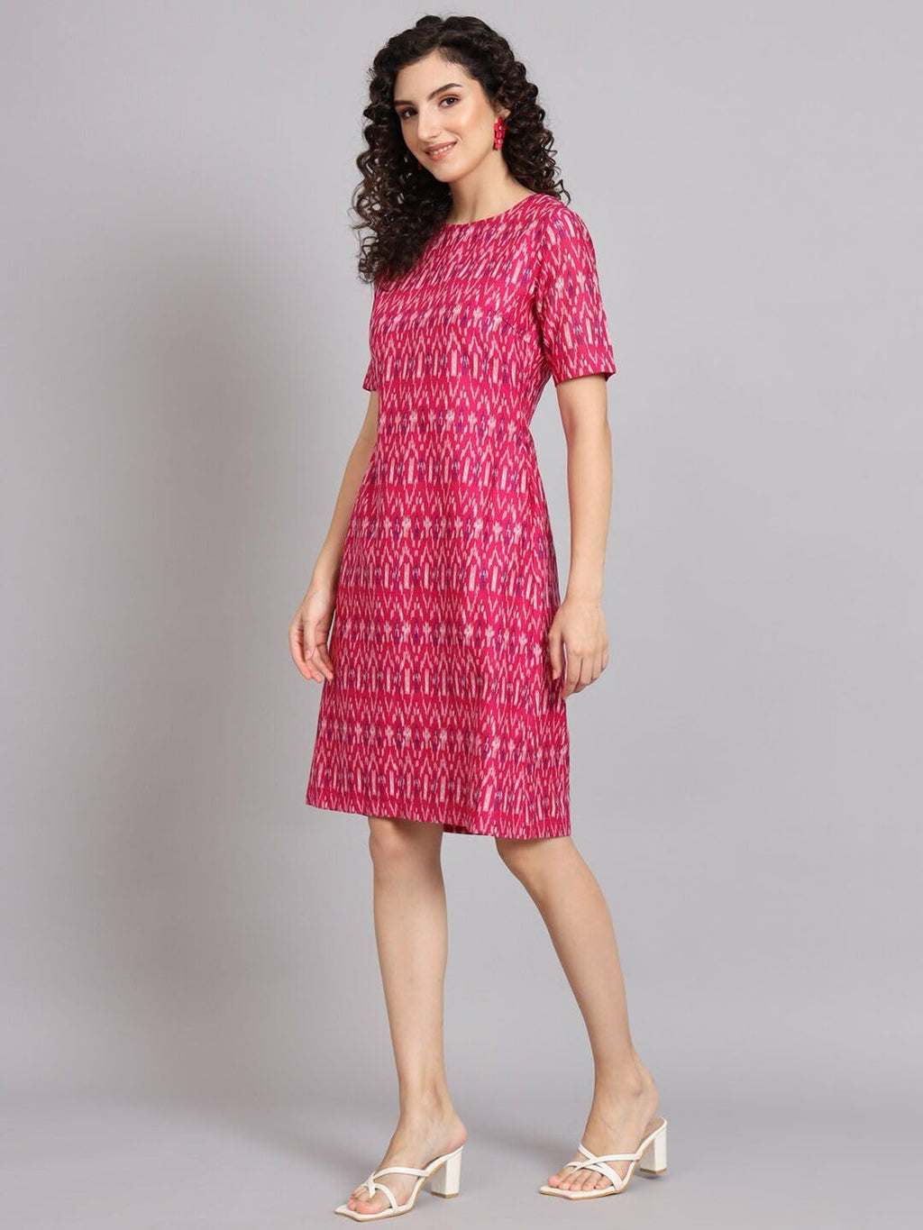 Powersutra Printed Dress for Women | A-line Dress for Women | Office Wear for Women | Dresses with Pockets for Women | Knee Length Dress for Women | Summer Dresses