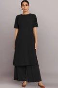 Thevasa Women's Black Rediant Glow Round Neck Kurta
