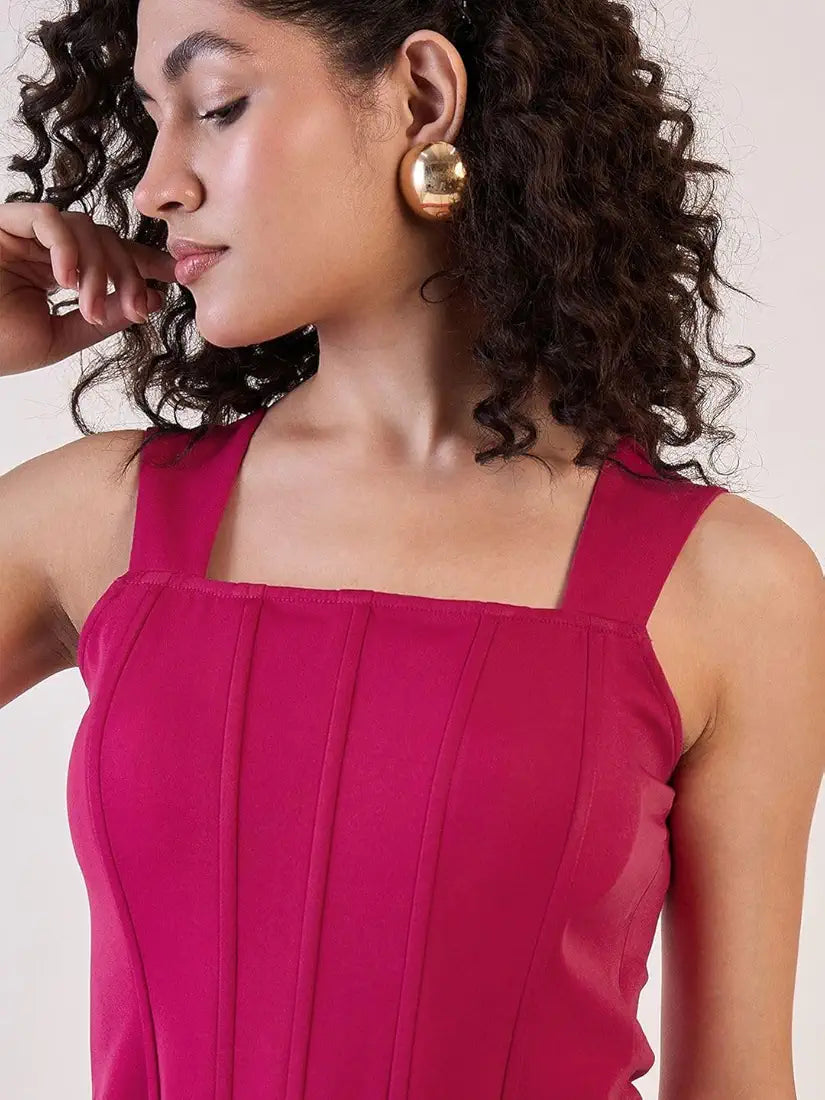Powersutra Pink Solid Top for Women | Corset Top for Women | Office Wear for Women | Strappy Corset Top for Women