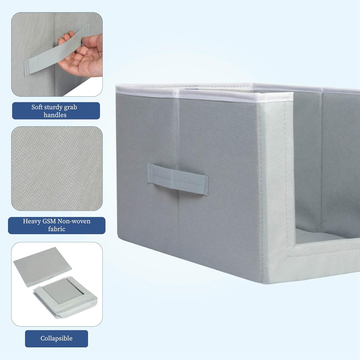 HomeStrap Set Of 4 Non Woven Shirt Stacker/Cloth Storage Foldable Wardrobe/closet Organizer With Handle For T-shirts, Shirts & Clothes (Grey)(Featured on Shark Tank)