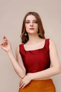Womanista Women's Taffeta Solid Sleeveless Readymade Saree Blouse for Women Stylish