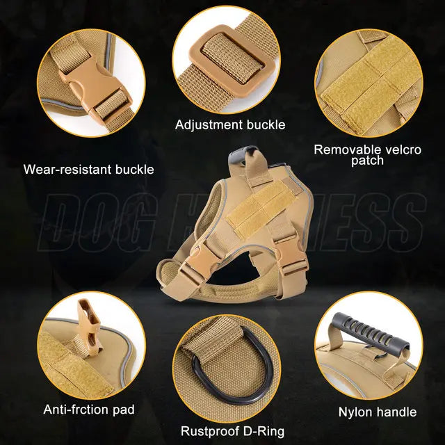 NONECN Tactical Military Vest For Large Dogs Training Harness