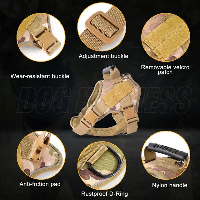 NONECN Tactical Military Vest For Large Dogs Training Harness
