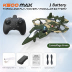 K500 MAX RC Plane Fighter 2.4G Remote Control Stunt Glider 360 ° Rolling Flight Flying EPP Foam Airplane with LED Toys for Kids