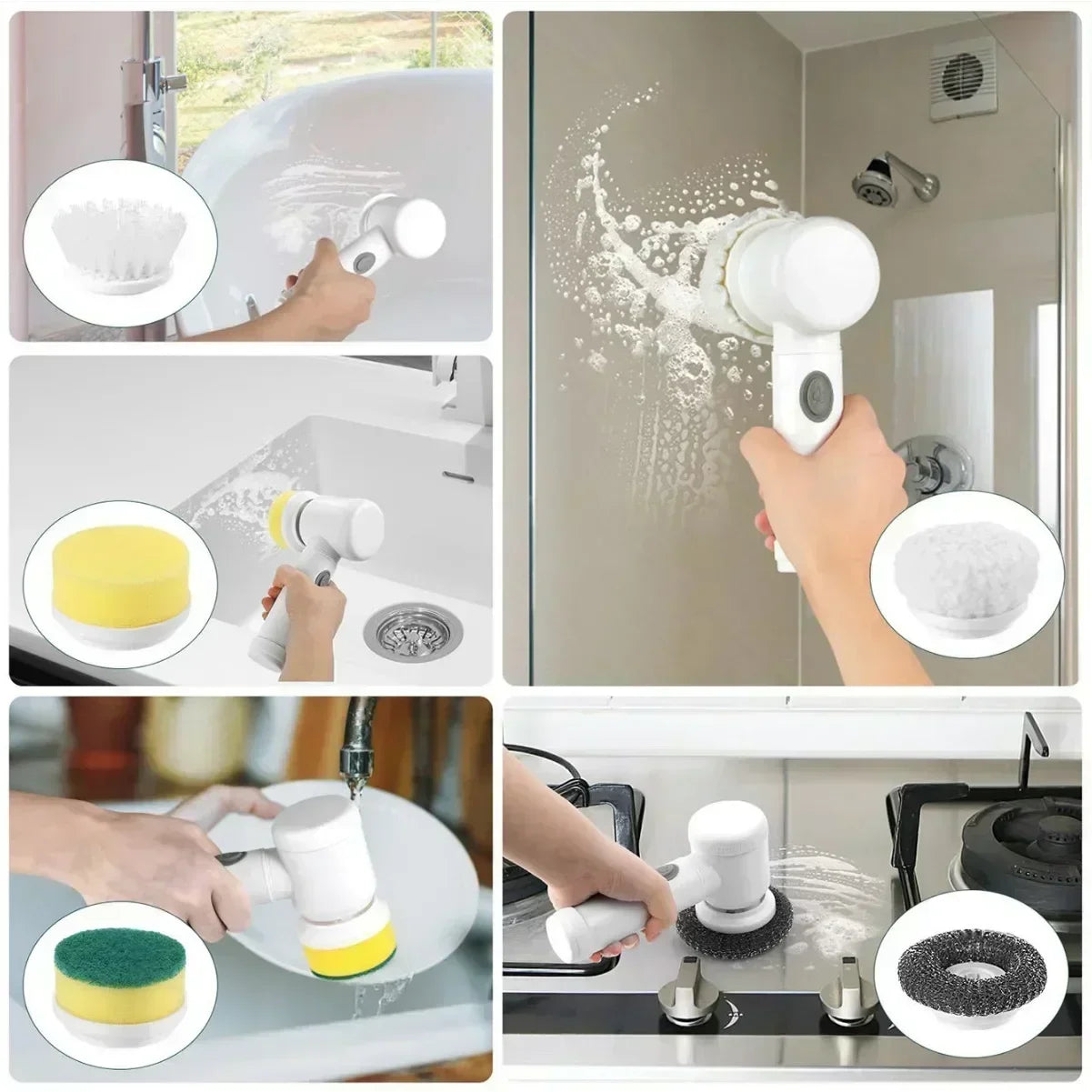Household electric cleaning brushes, cleaning brushes for kitchen and bathroom